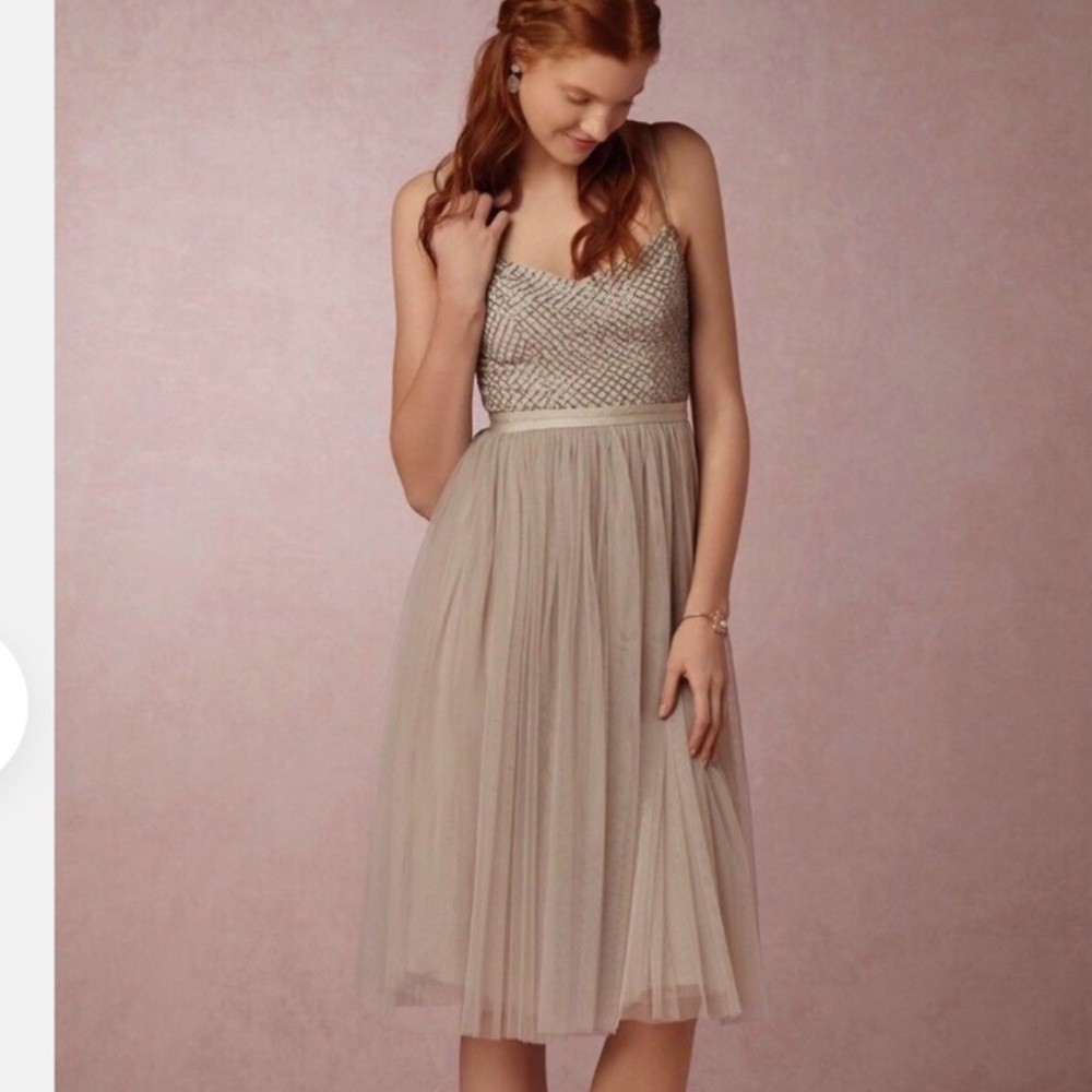 Needle & Thread Grey Tulle Dress